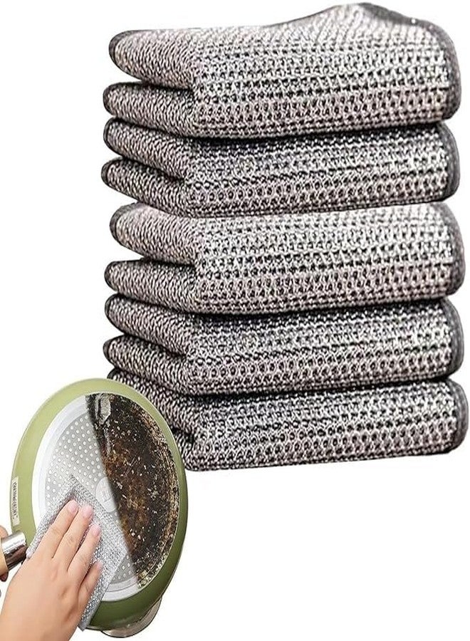 Marve Non-Scratch Wire Dishcloth & Gaps Cleaning Brush, Multipurpose Wire Dishwashing Rags for Wet and Dry, Easy Rinsing, Reusable, Wire Cleaning Cloth for Kitchen, Sinks, Pots (12) - Image 2